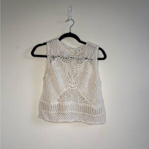 Abercrombie & Fitch Open-Knit Sleeveless Tank - Cream